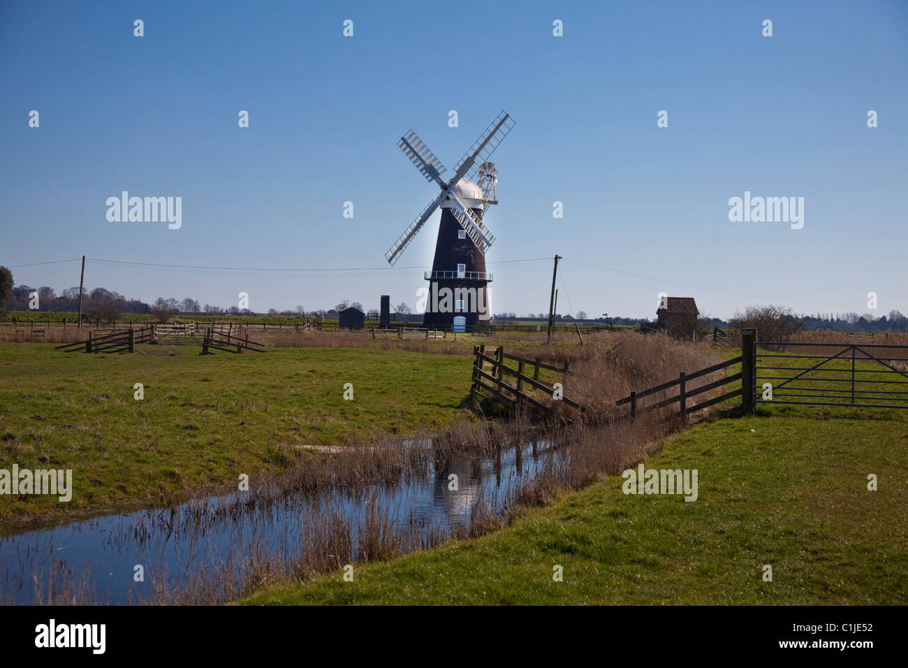 Berney Arms Windmill Norfolk Broads Stock Photo