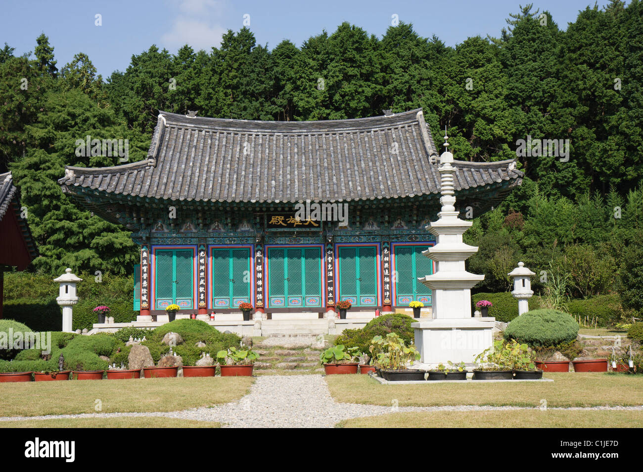 Main pavilion of Mirae Temple (Mirae-sa), South Korea Stock Photo