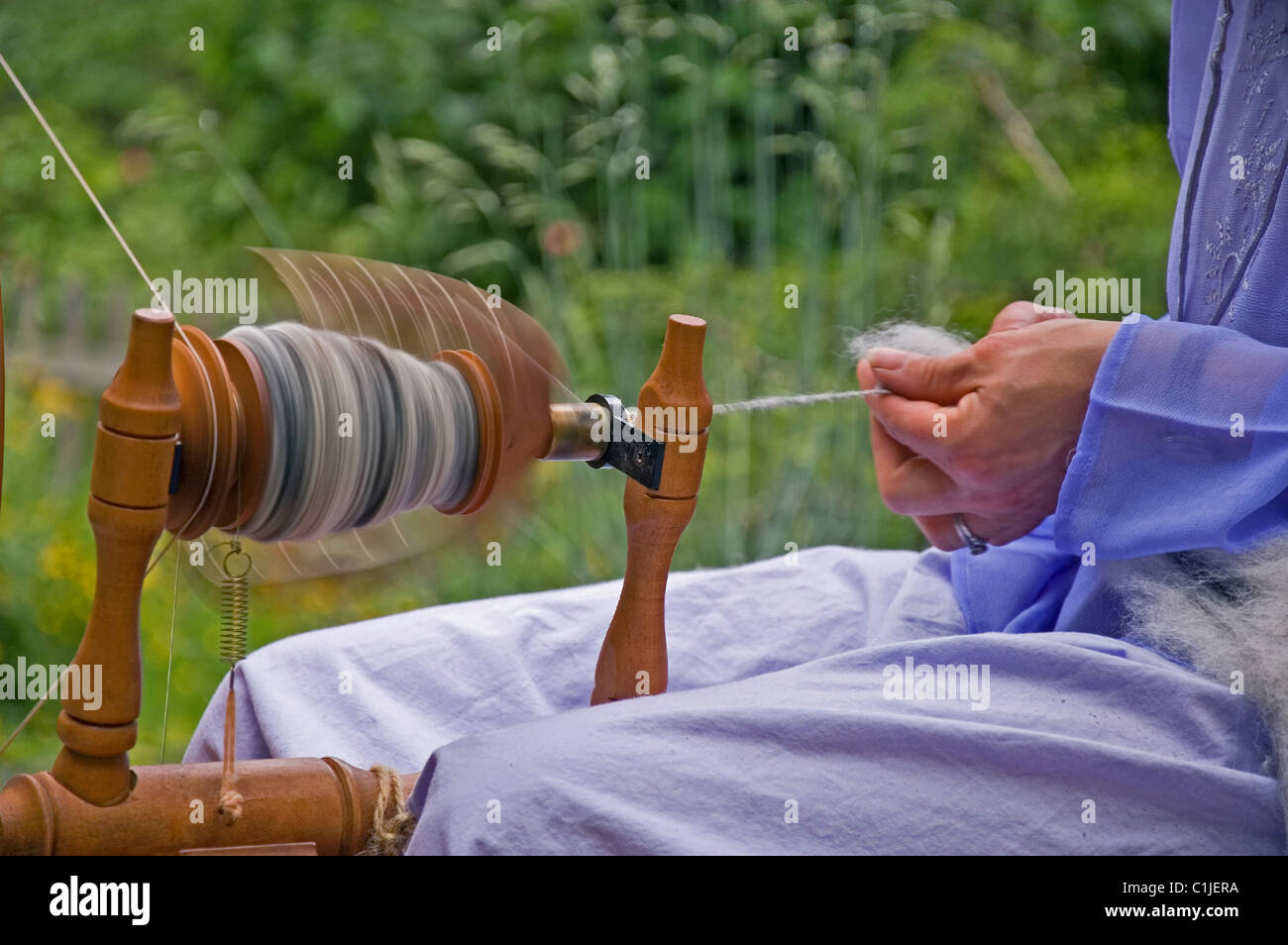 Spinning Wheel For Making Yarn From Wool Fibers Vintage Rustic Equipment  Stock Photo - Download Image Now - iStock