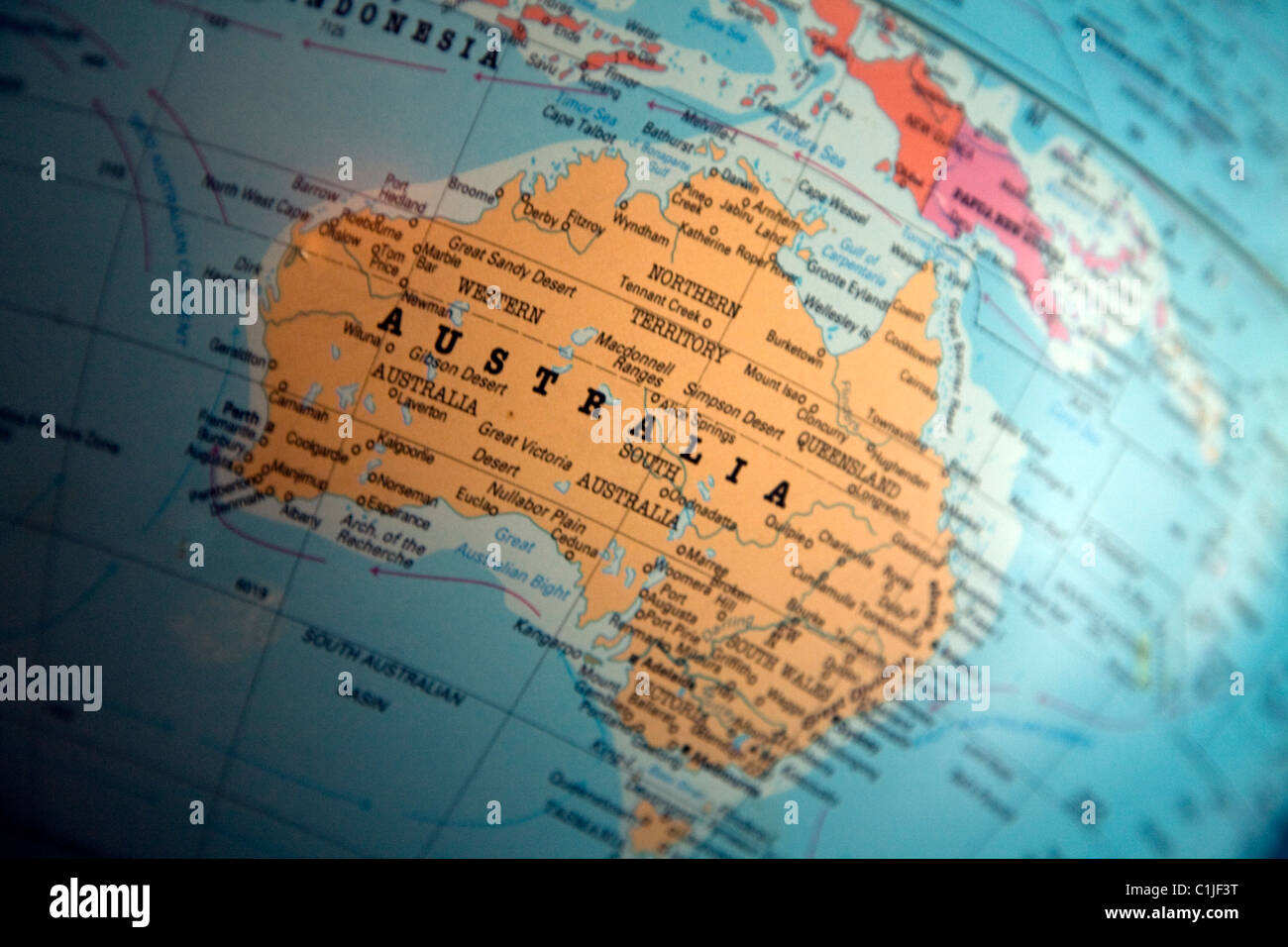 Australia Australasia globe map Stock Photo