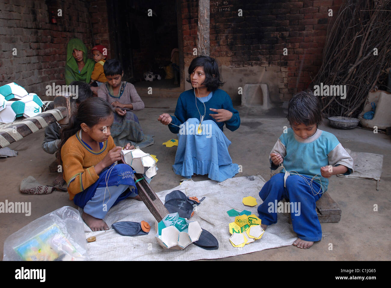India Meerut Children Of Dalit Families Stitch Footballs In A Village Stock Photo Alamy India Meerut Children Of Dalit Families Stitch Footballs In A Village Stock Photo Alamy