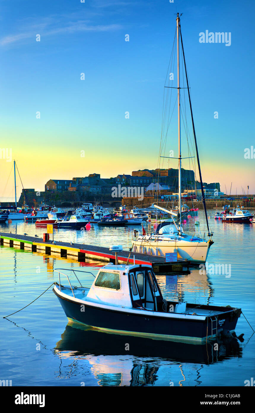 Boats,Harbour,Cornet Castle,St Peter Port,Guernsey,Channel Islands, Stock Photo