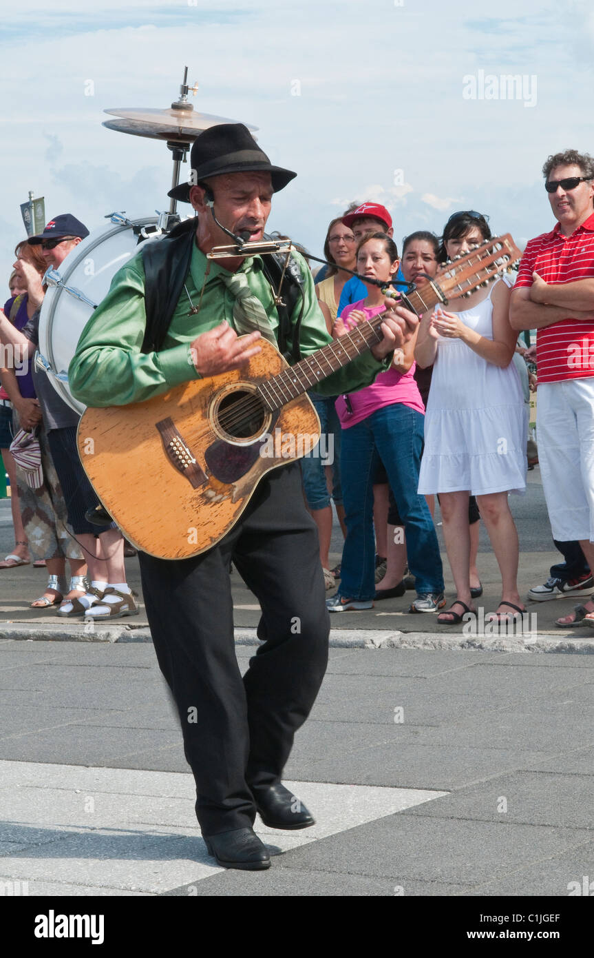 Quebec City, Quebec, Canada. Street performer 'busker' in Old City. Stock Photo