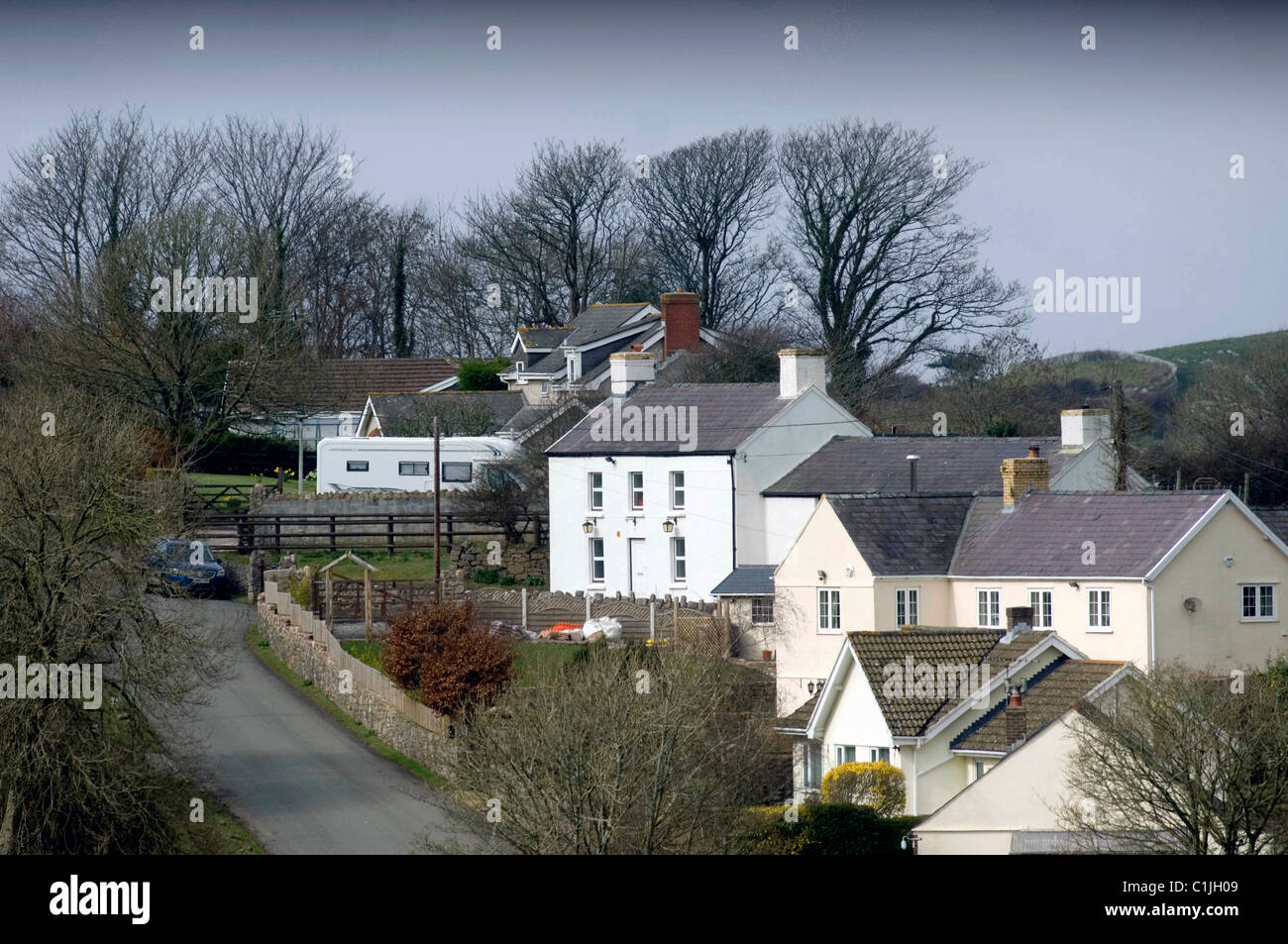 The small village of Llanmadoc in the Gower district of Swansea. Stock Photo