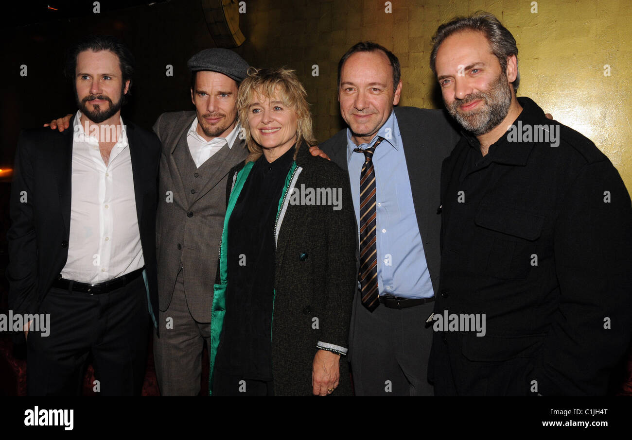 Josh Hamilton, Ethan Hawke, Sinead Cusack, Kevin Spacey and Sam Mendes attend Old Vic Bridge Project Party at Buddha Bar Stock Photo