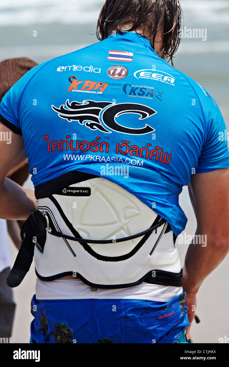 kite boarding safety equipment and back support harness Stock Photo - Alamy