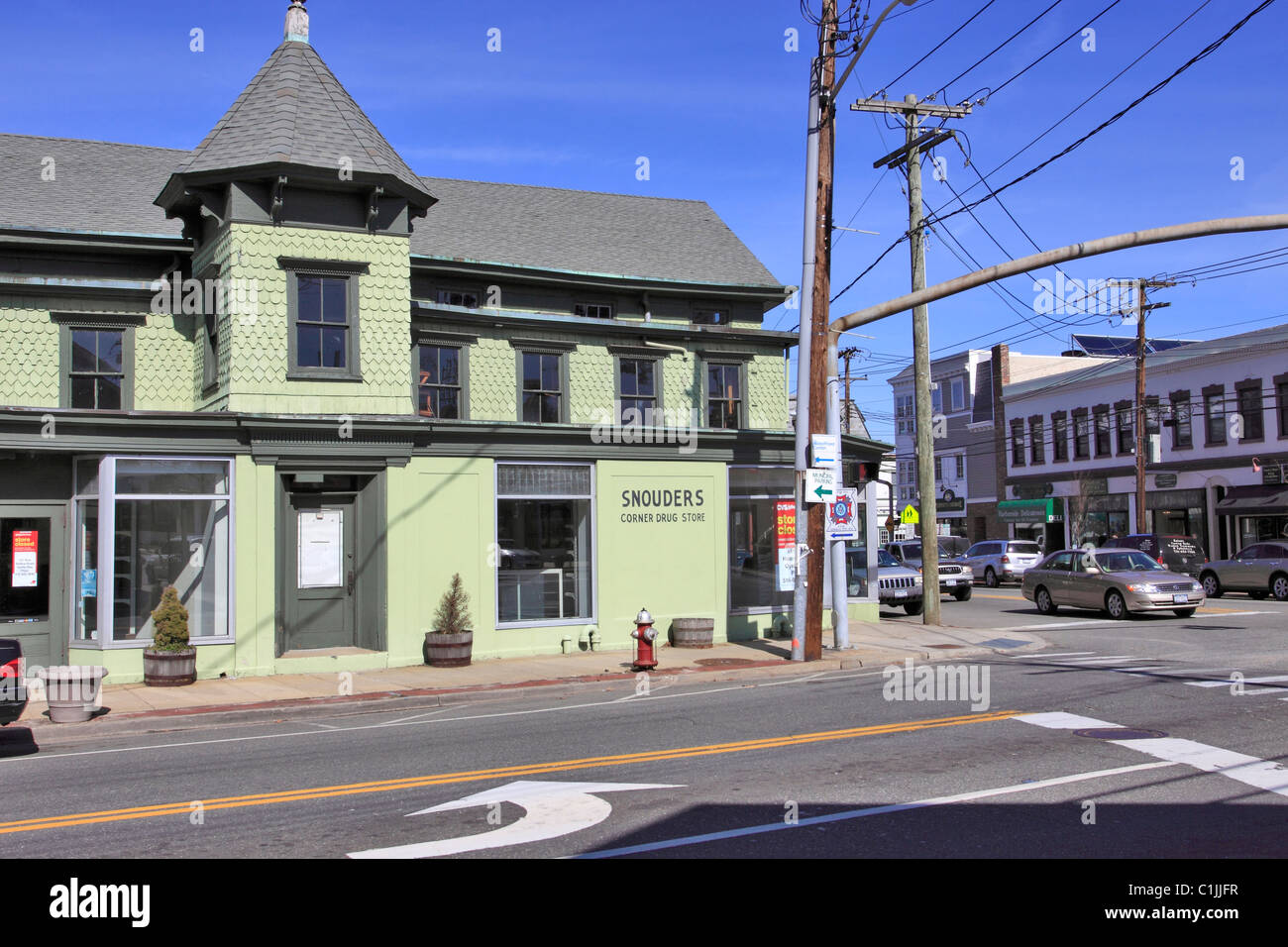 Downtown Oyster Bay, Long Island NY Stock Photo