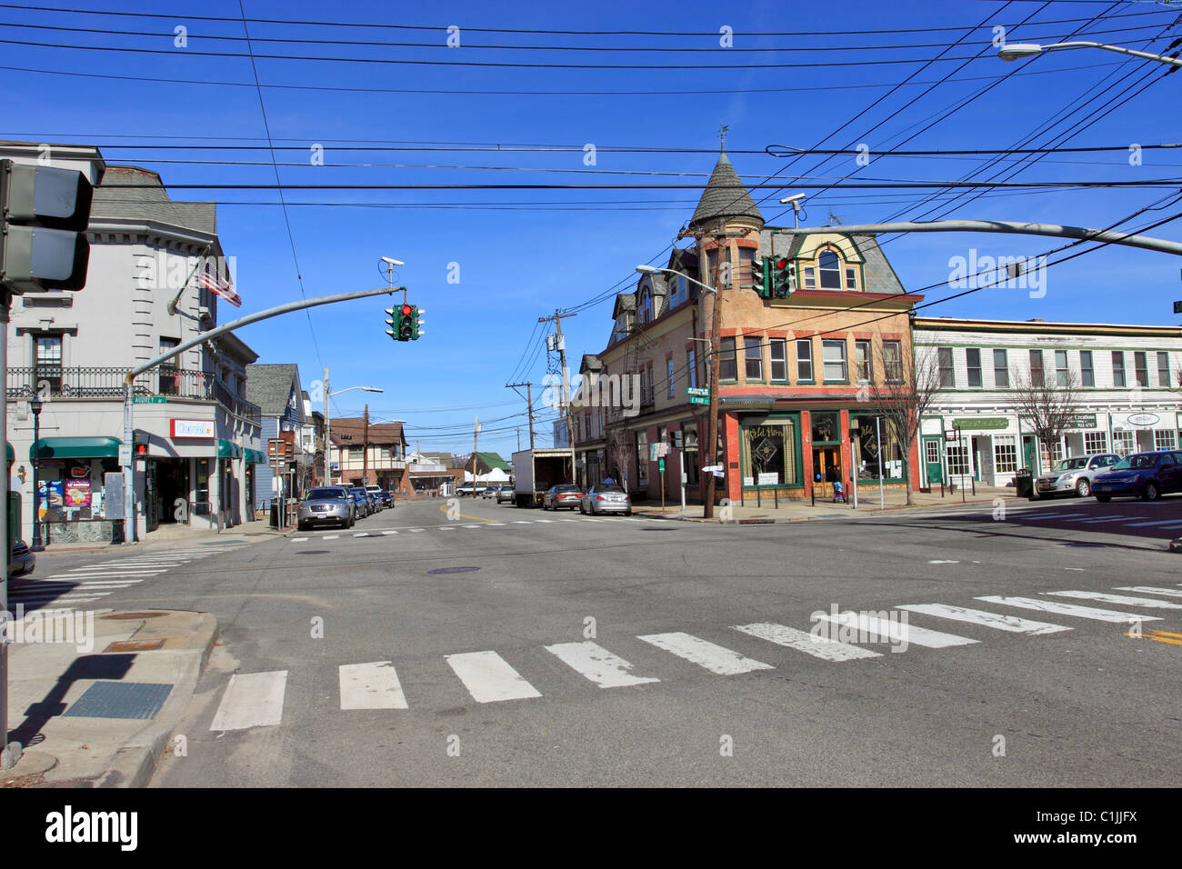 Downtown Oyster Bay, Long Island NY Stock Photo