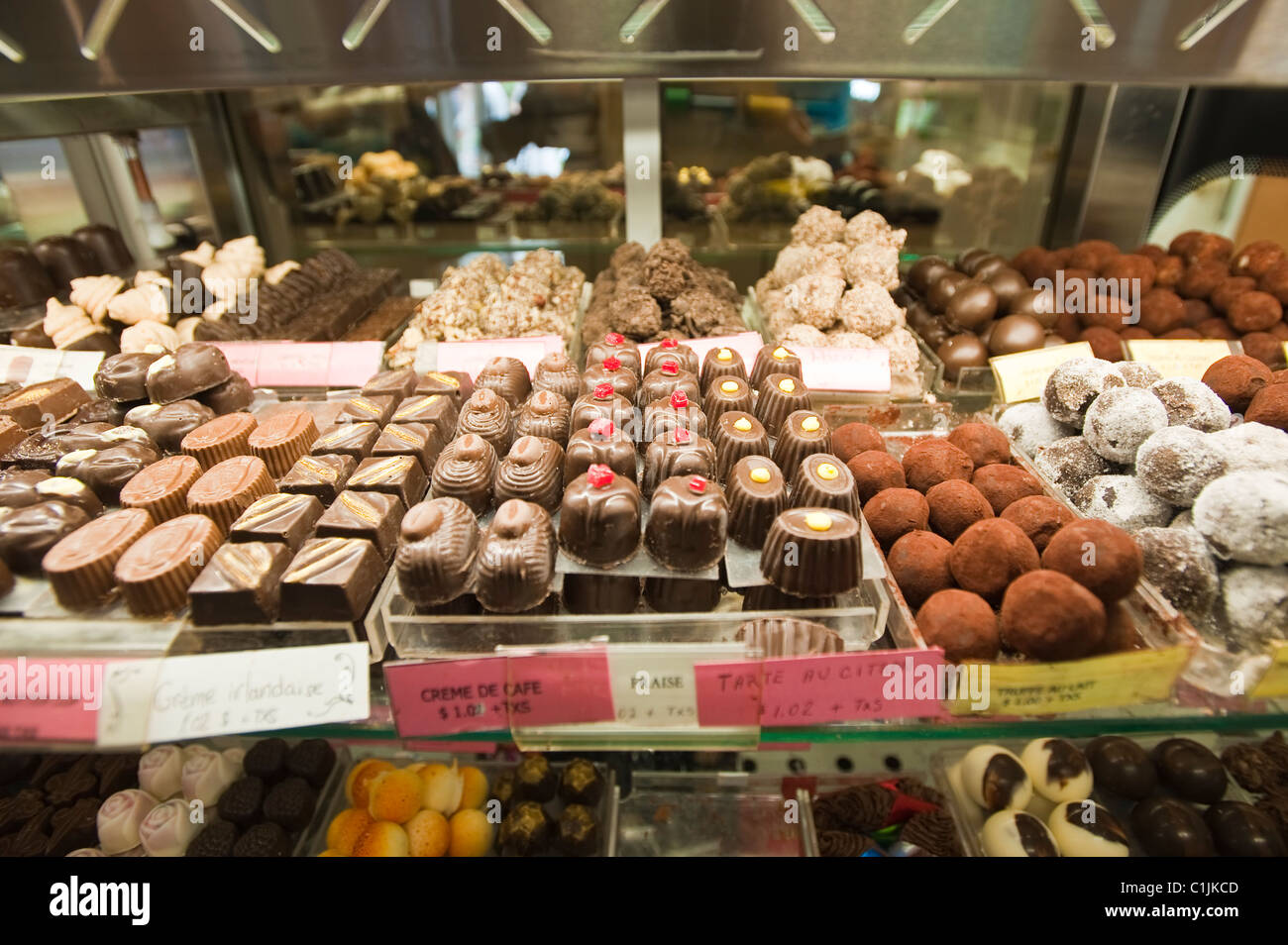 Quebec City, Quebec, Canada. Sweets shop Old City. Stock Photo