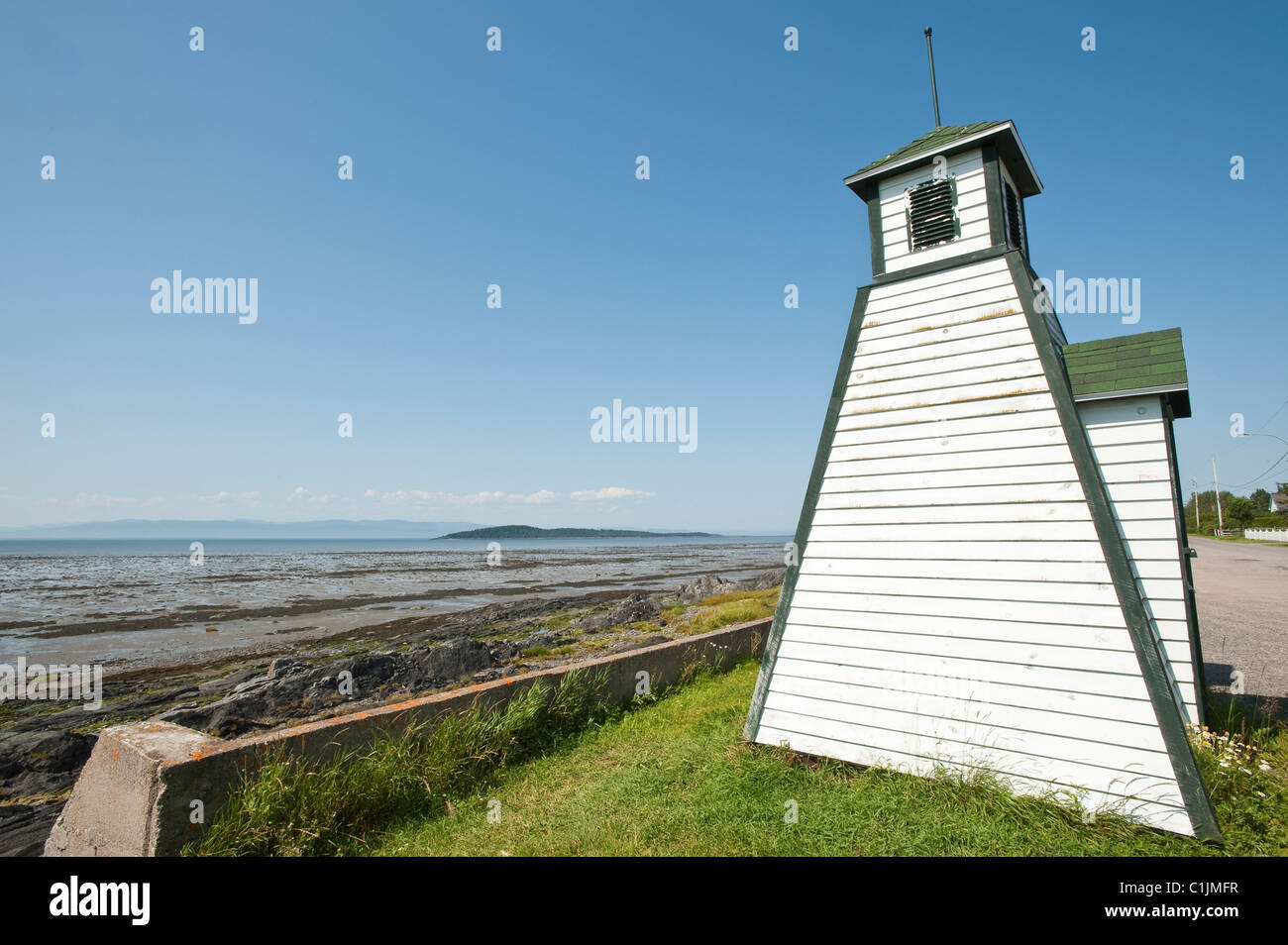 Quebec, Canada. Lighthouse along the St. Lawrence River in Kamouraska. Stock Photo