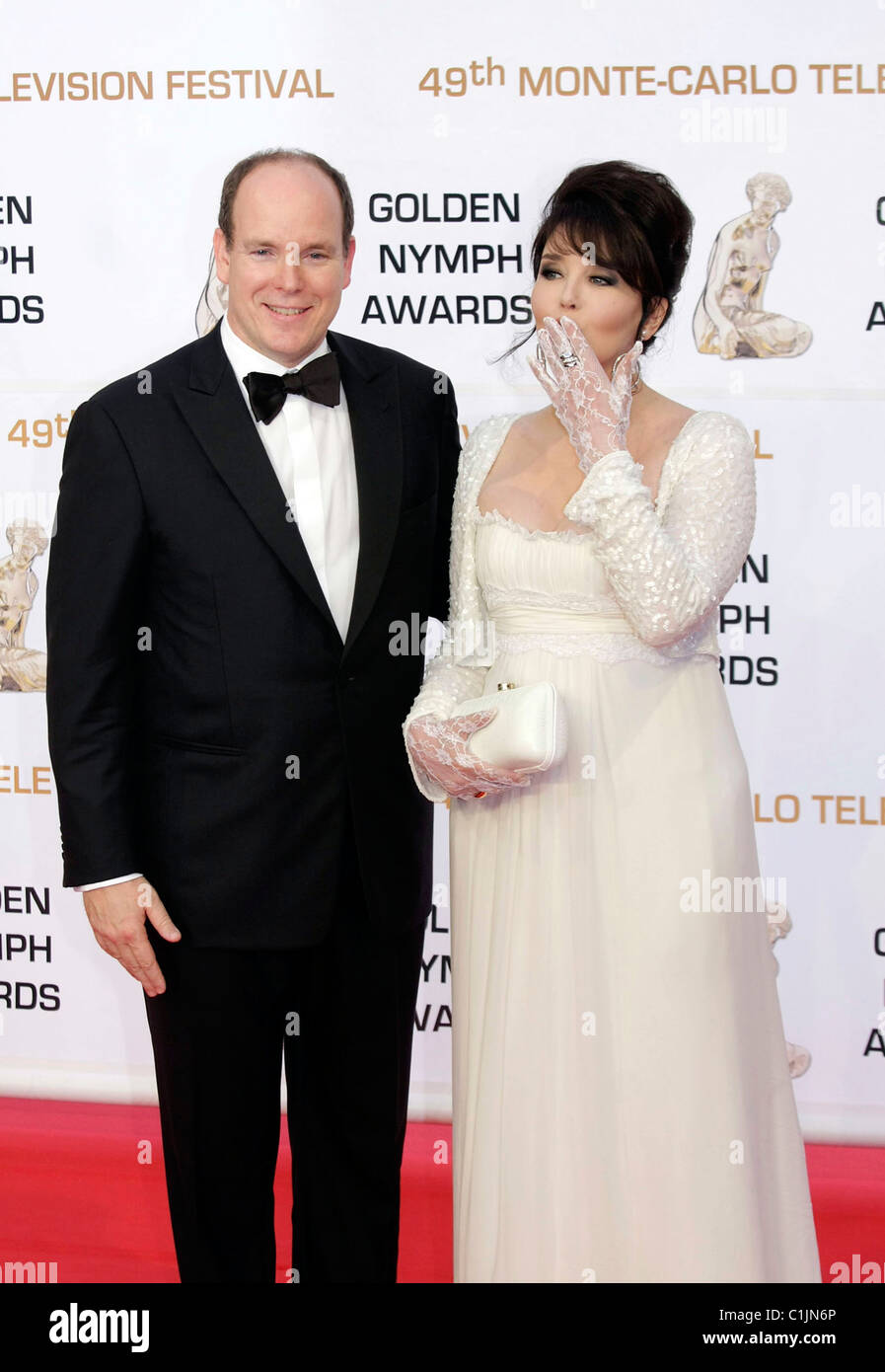 Isabelle Adjani with Prince Albert of Monaco Monte Carlo Television
