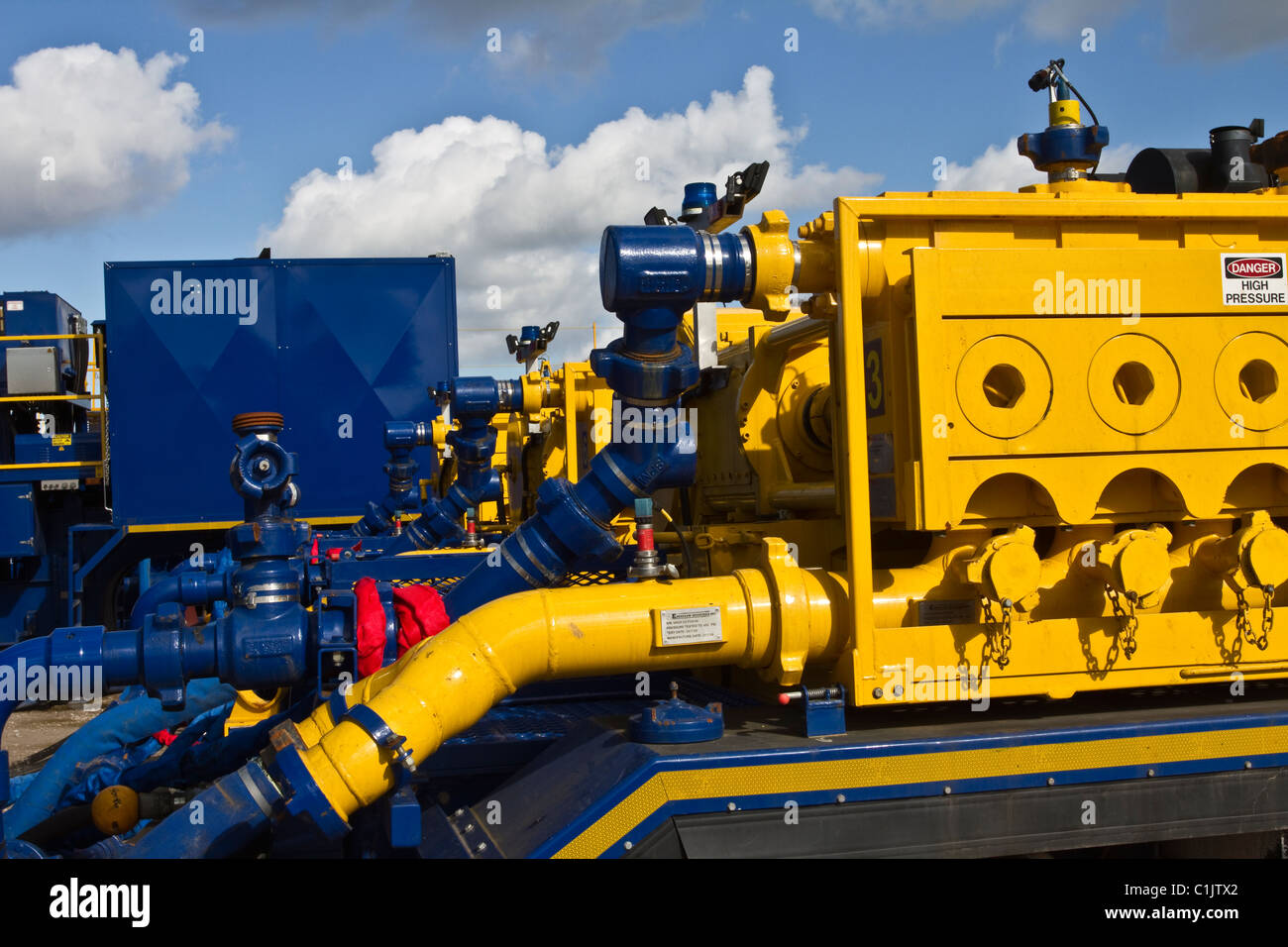 Cuadrilla Resources drilling equipment at Shale Gas Drill Site,  Presse Hall Farm, Singleton, Blackpool, Lancashire, UK Stock Photo