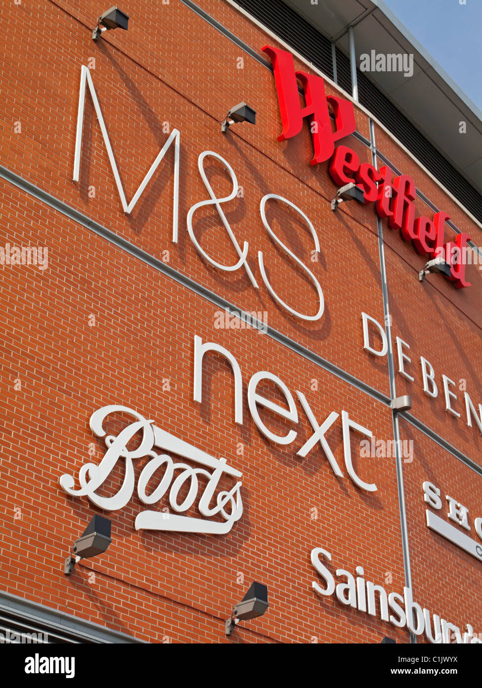 Derby Westfield Shopping Centre with signs advertising shops inside the