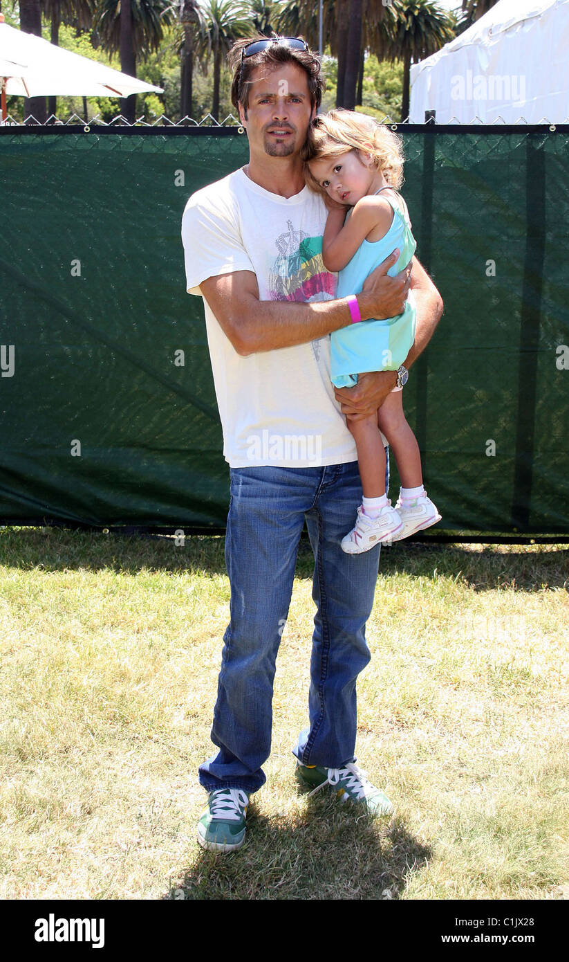 David Charvet with his daughter Elizabeth Glaser Pediatric AIDS Foundation 20th Annual 'A Time For Heroes' Celebrity Carnival Stock Photo