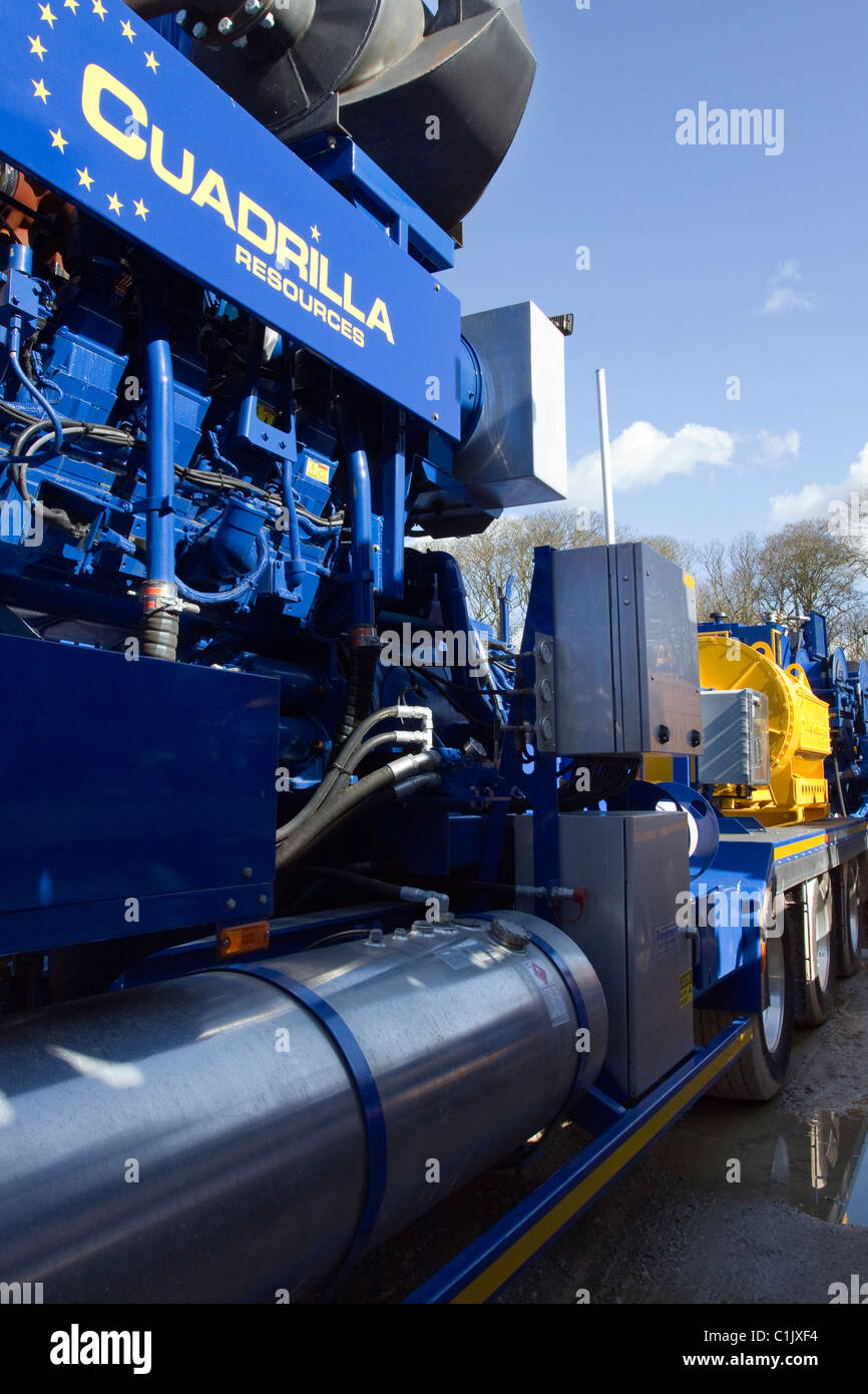 Cuadrilla Resources drilling equipment at Shale Gas Drill Site,  Presse Hall Farm, Singleton, Blackpool, Lancashire, UK Stock Photo