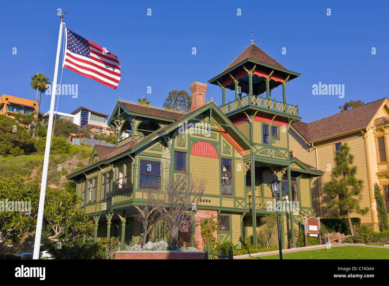 Victorian House, Heritage Park Victorian Village, Old Town, San Diego, California, USA Stock Photo