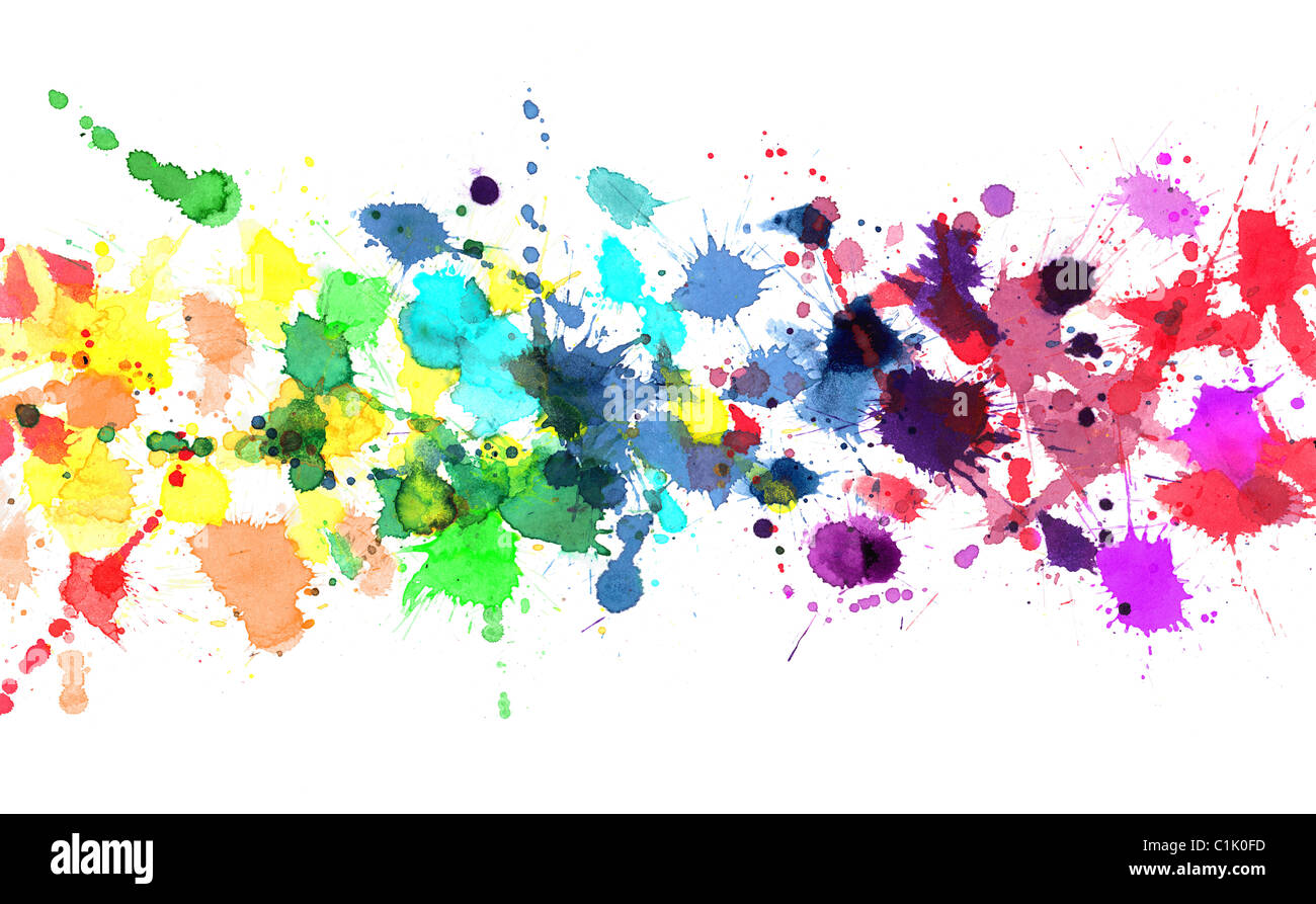 Rainbow of watercolor paint Stock Photo