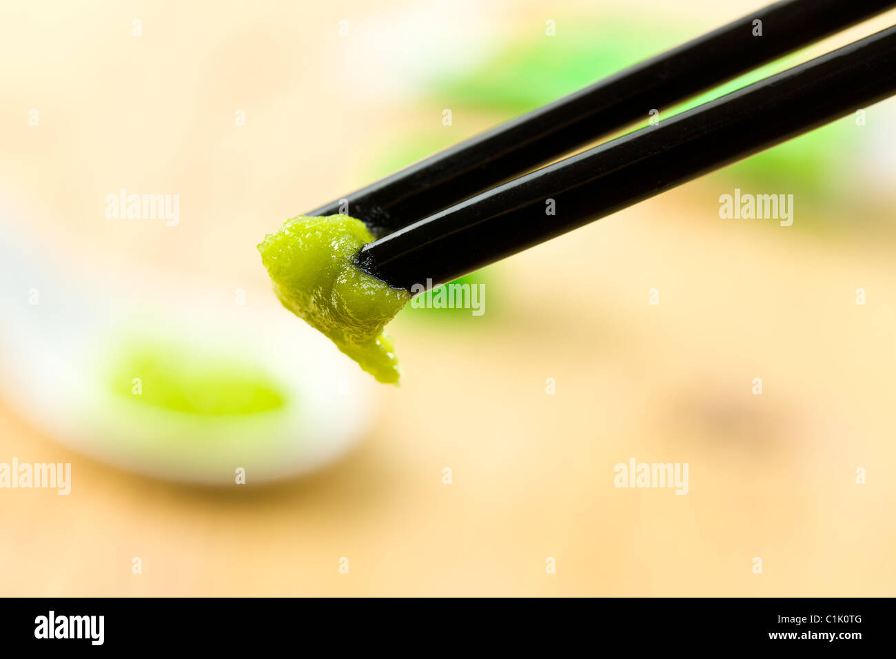 the wasabi paste and chopsticks Stock Photo
