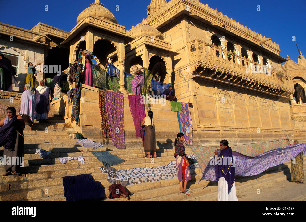 India, Rajasthan State, Jaisalmer, Gadi Sagar water tank Stock Photo