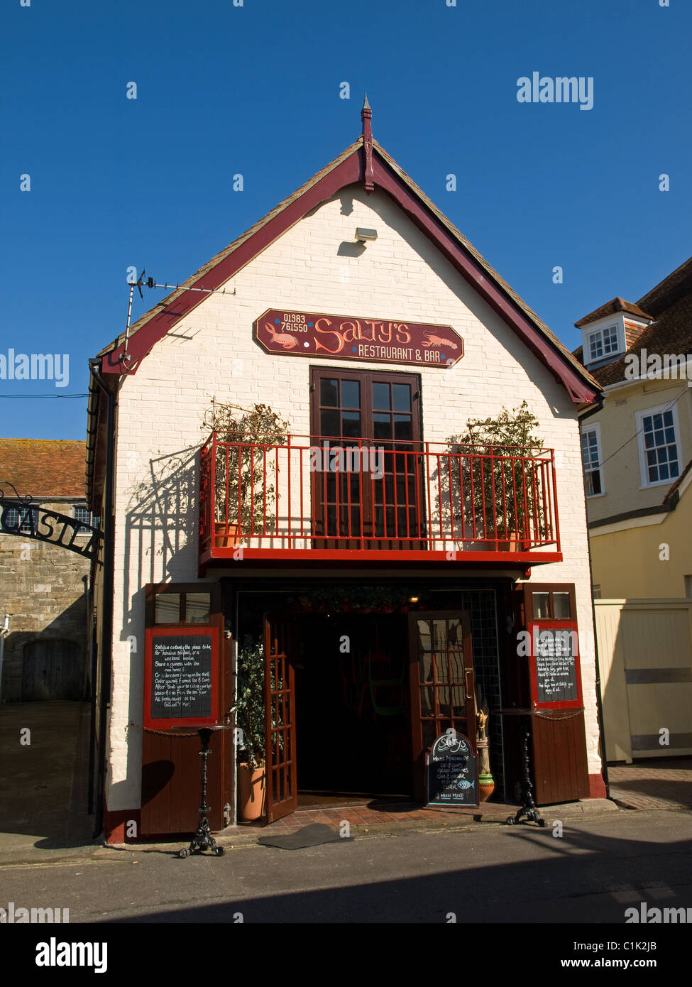 Salty's Restaurant and Bar adjacent to Yarmouth Castle Yarmouth Isle of