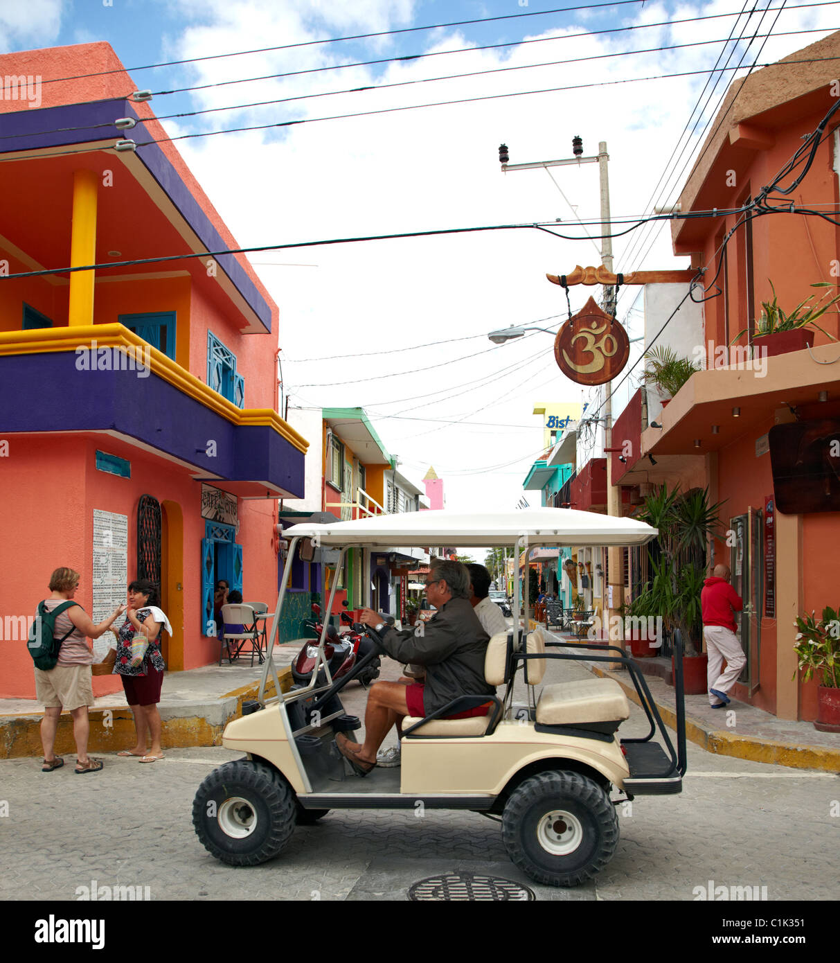 Golf Buggy Cars In  Isla Mujeres Yucatan Mexico Stock Photo