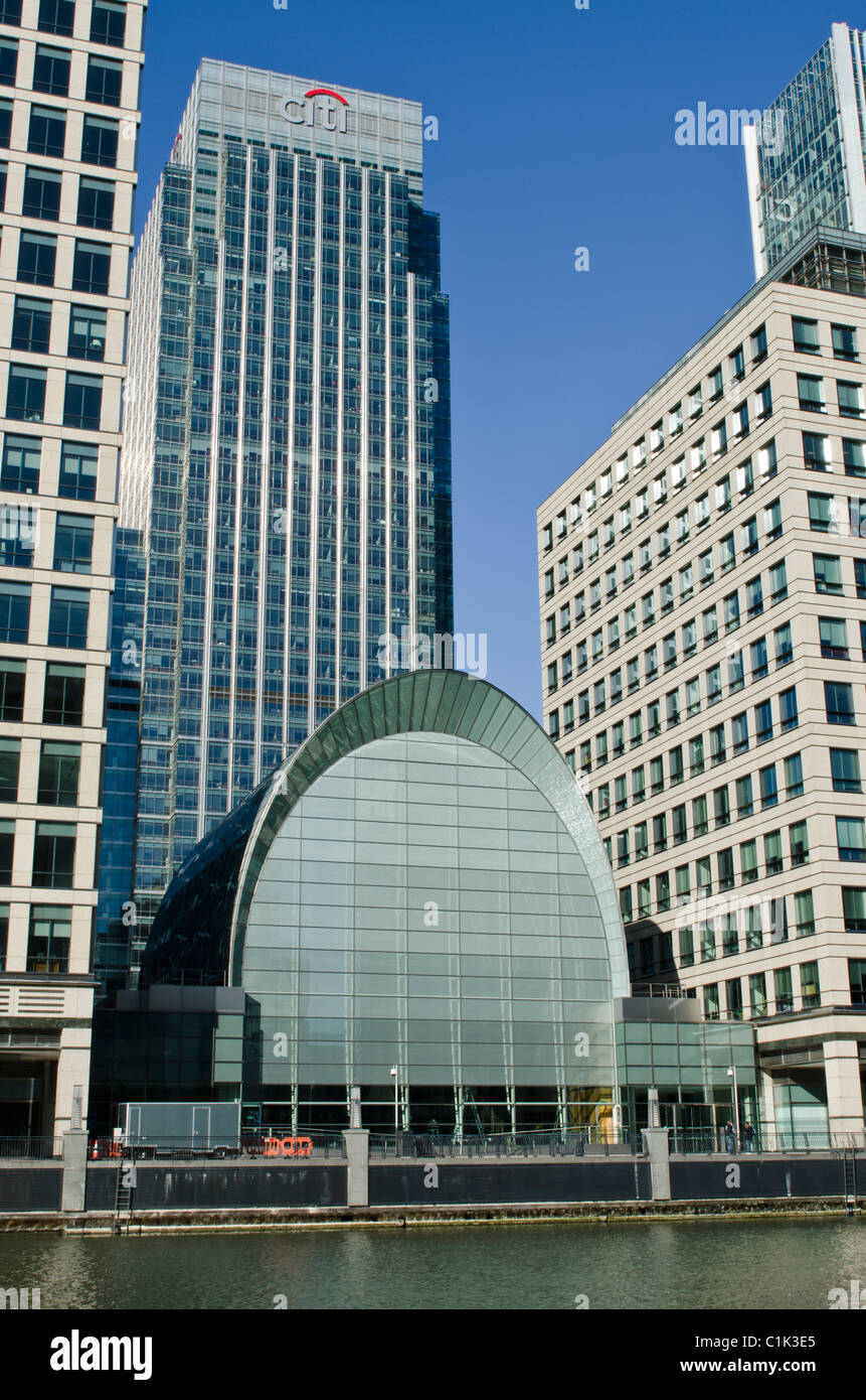 Citi Group Tower Canary Wharf, West India Docks, Isle of Dogs, Tower Hamlets, London. Uk. Stock Photo