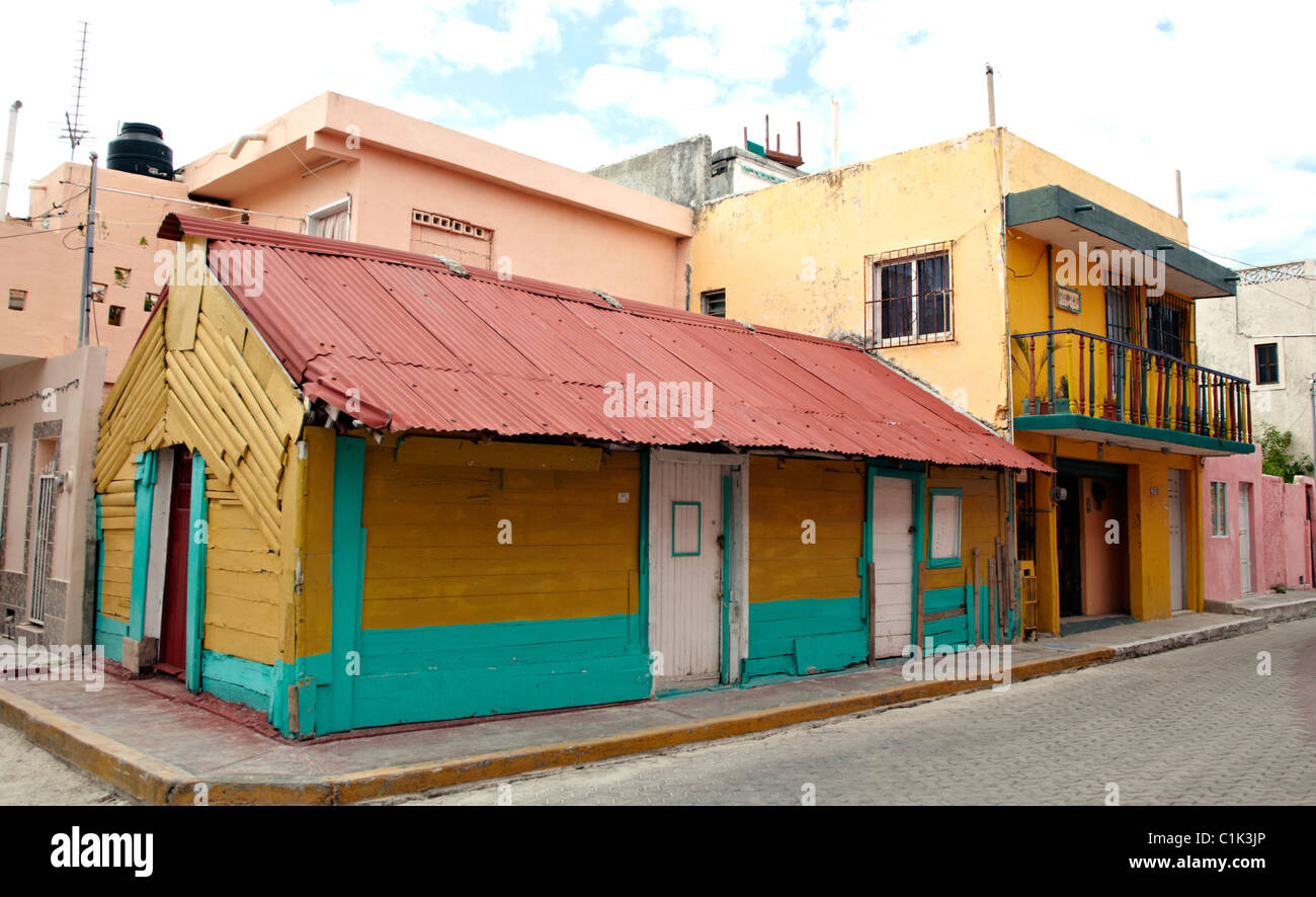 Local Houses Isla Mujeres Yucatan Mexico Stock Photo