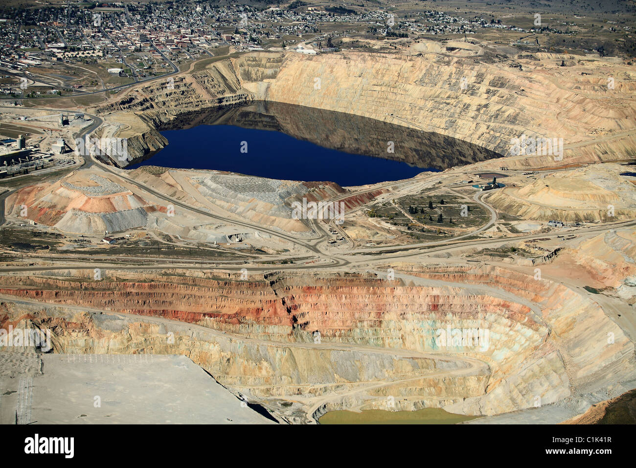 An aerial view of an open pit copper mine Stock Photo - Alamy