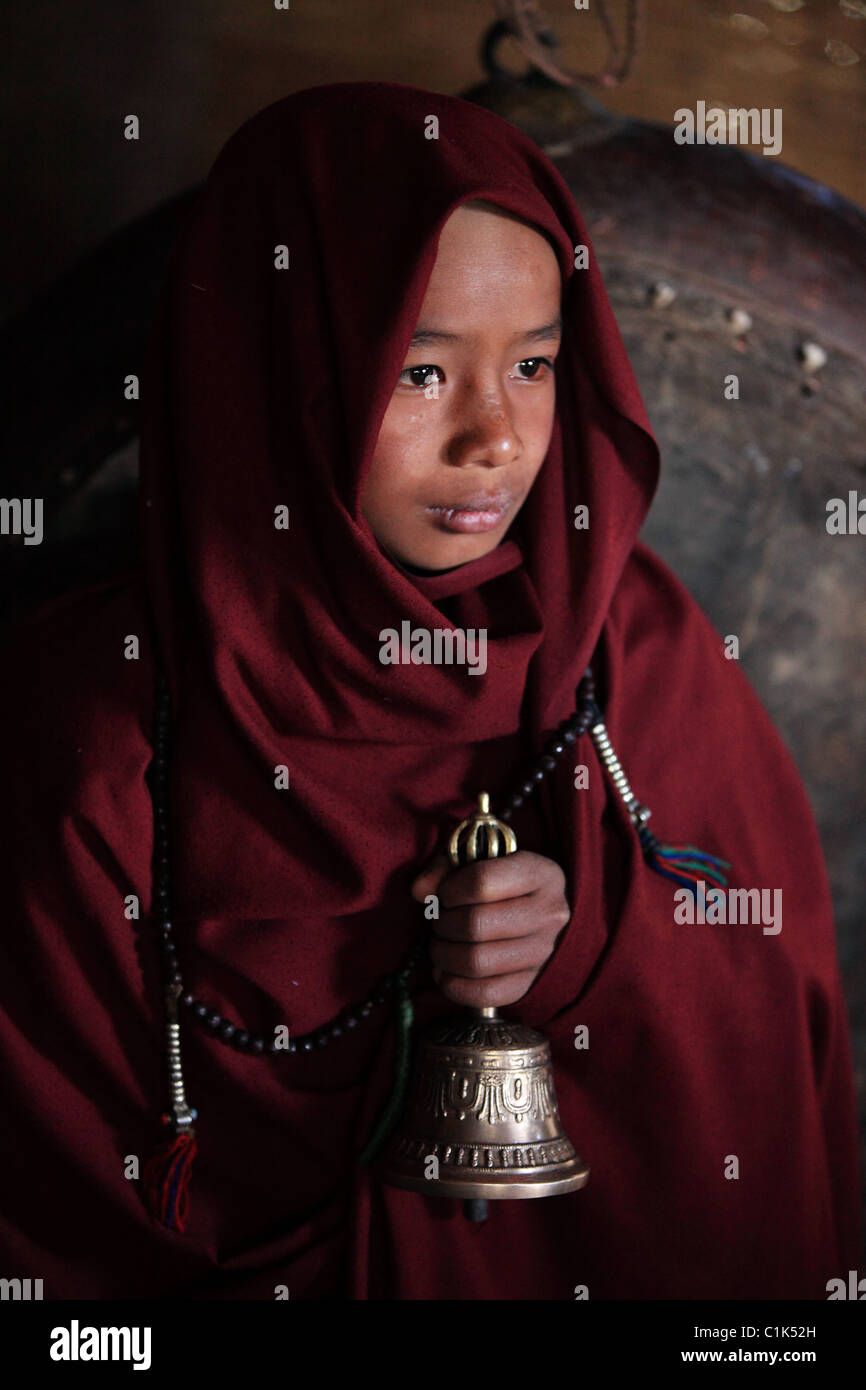 Novice Buddhist monk in Nepal Himalaya Stock Photo Alamy