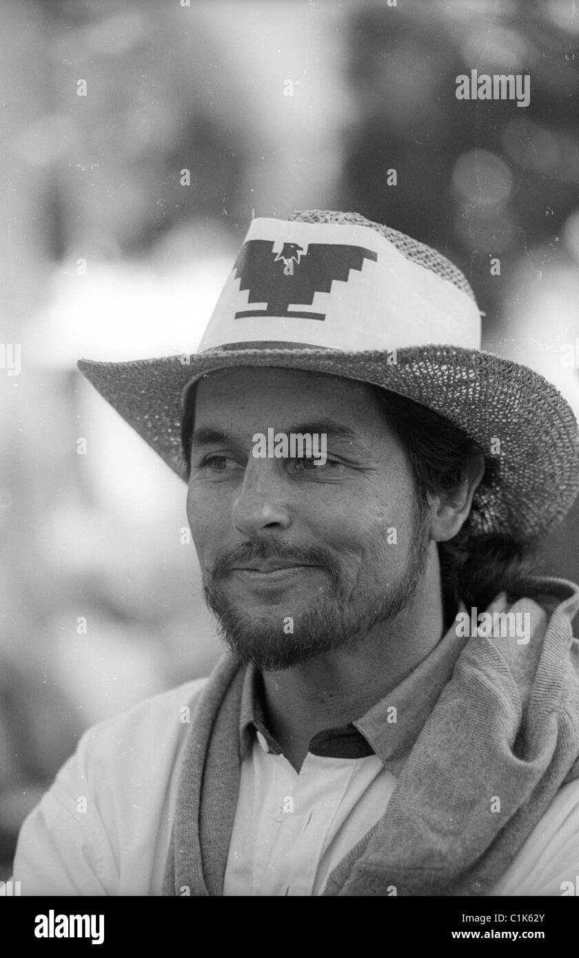 UFW marcher wears straw hat portrait Stock Photo