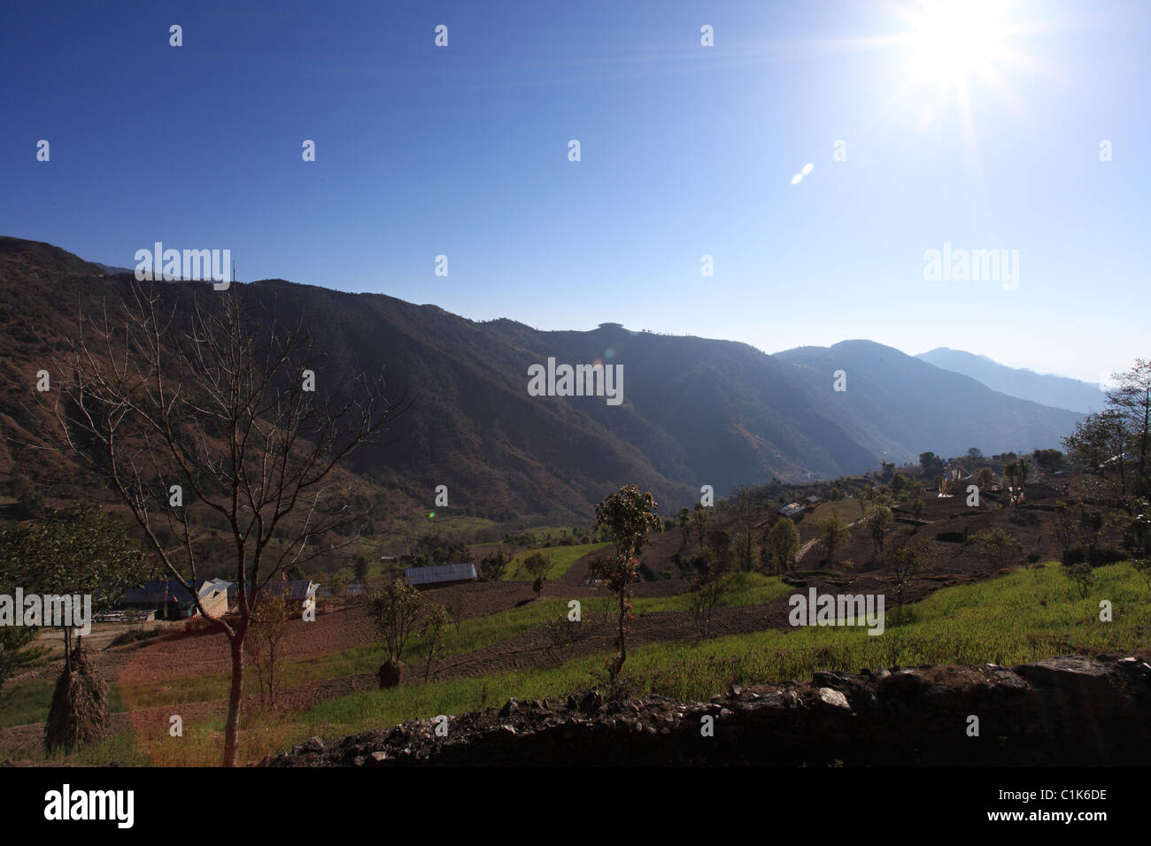 Nepali landscape Nepal Himalaya Stock Photo