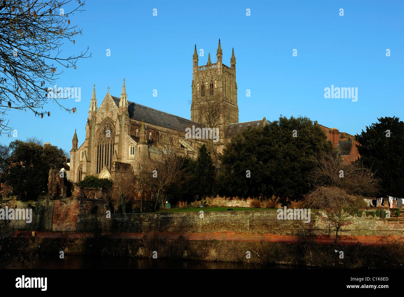 Worcester Cathedral and River Severn Stock Photo