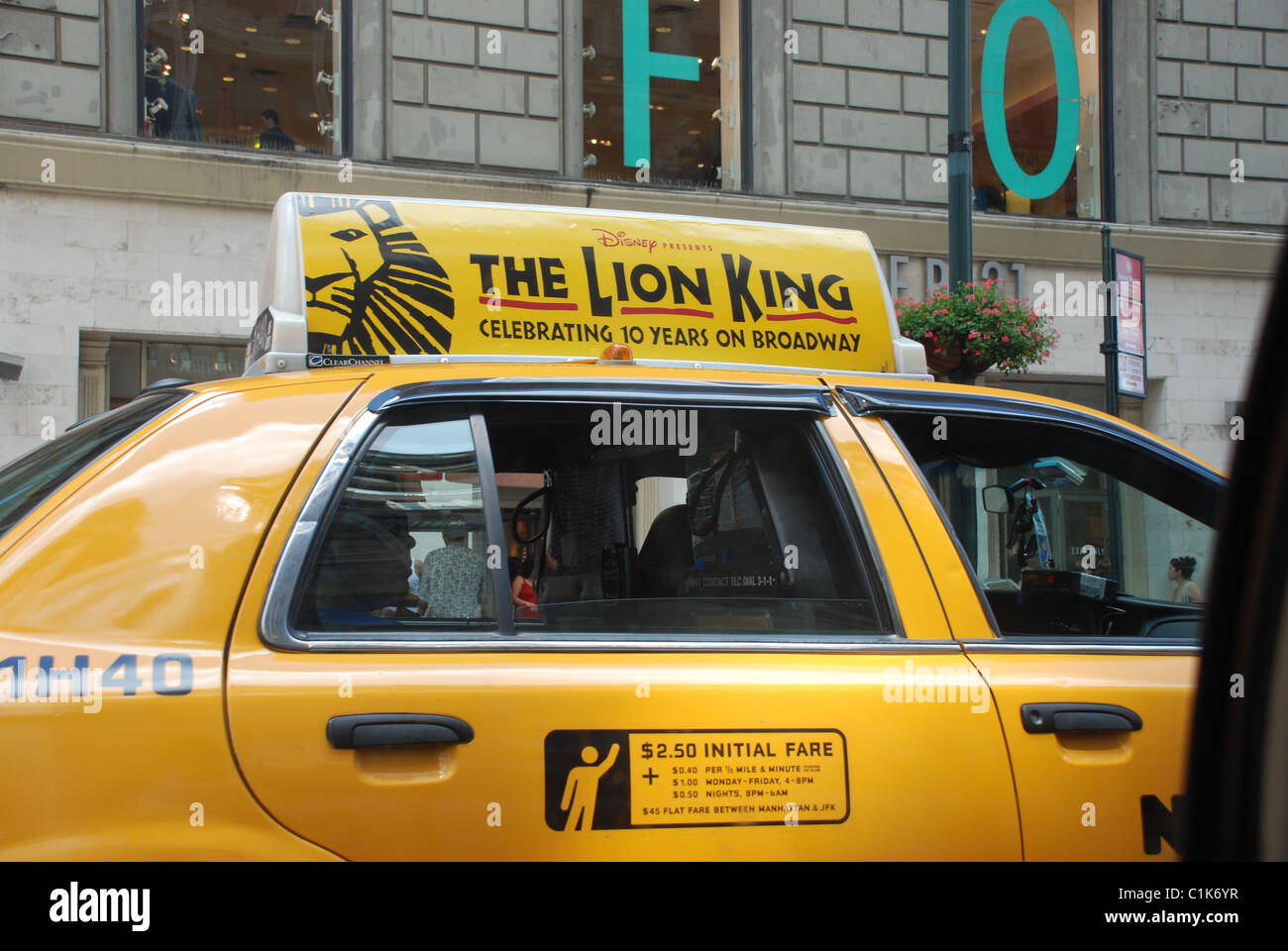 Yellow Cab, Down Town Manhattan Stock Photo