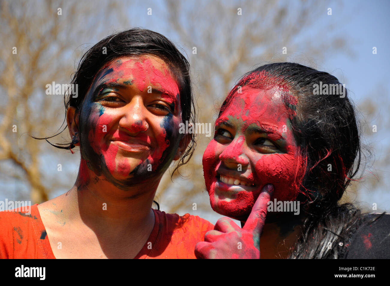 hot beautiful indians playing holi