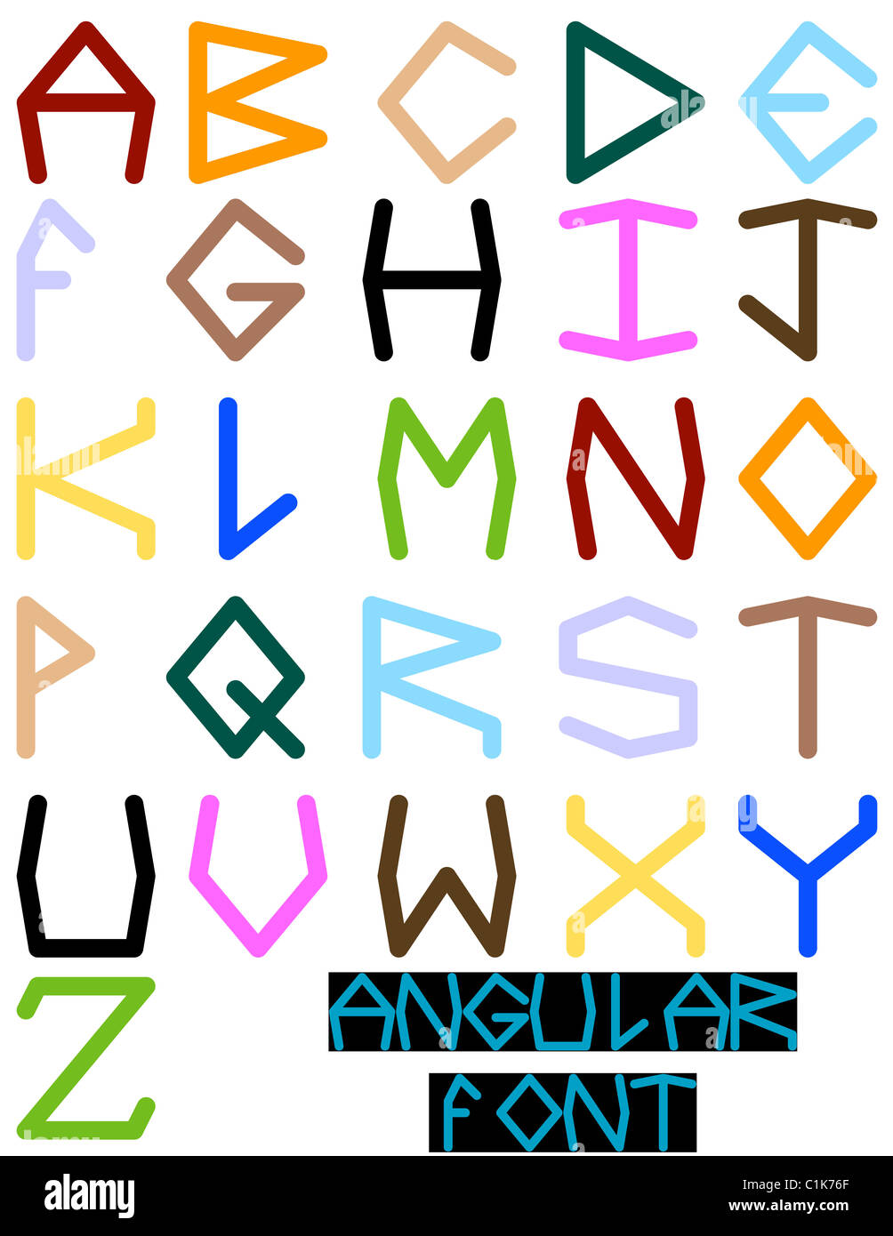 Hand Drawn Angular Font Stock Photo - Alamy
