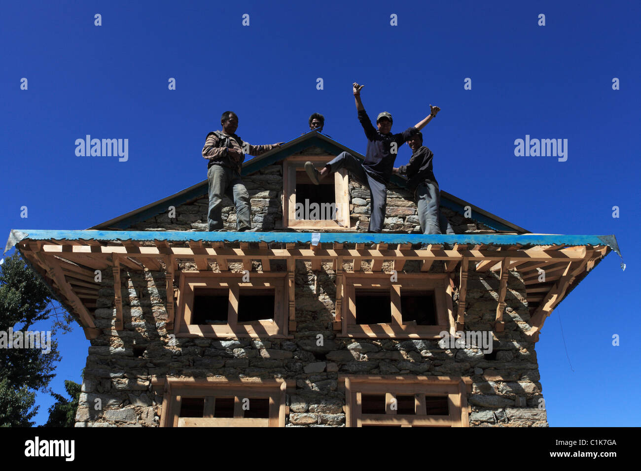 Nepali men in the Himalaya Nepal Stock Photo