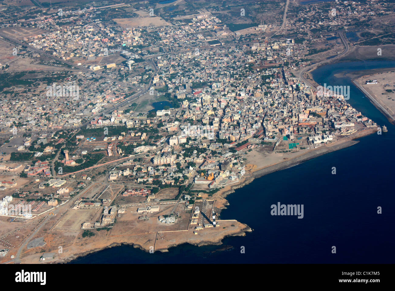 An aerial view of Dwarka city of Gujarat, India Stock Photo