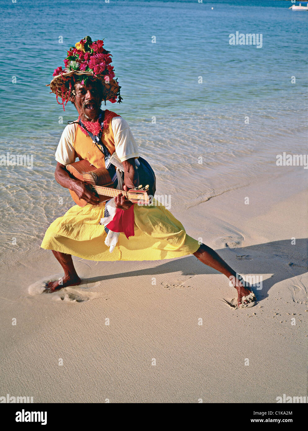Grenada Island, Grand Anse Beach, Calypso musician during the carnival