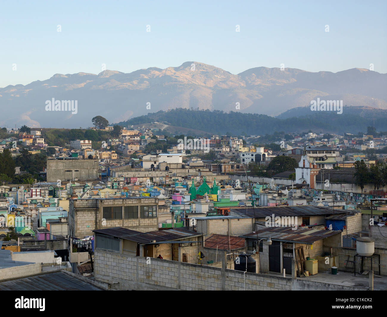 View of Huehuetenango From Rooftop, Huehuetenango Department, Guatemala Stock Photo