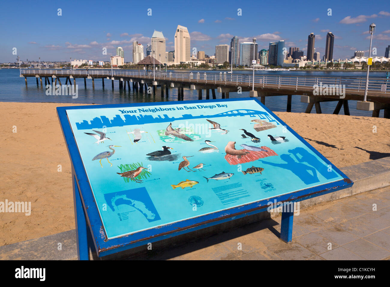 Nature board and beach, Coronado Island, San Diego, California, USA Stock Photo