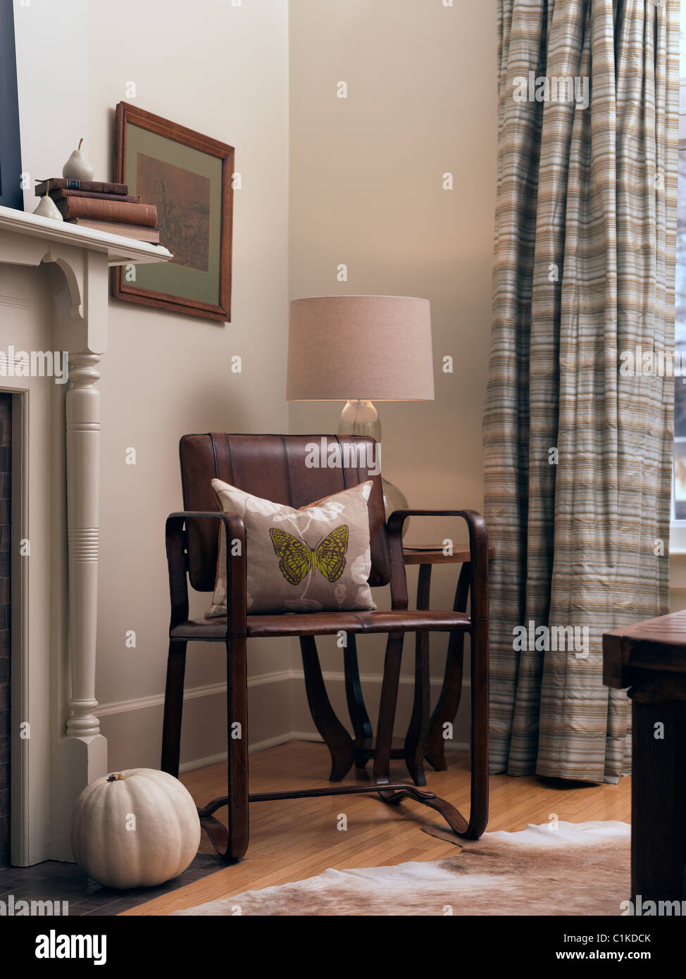 Leather Chair in Living Room Stock Photo Alamy