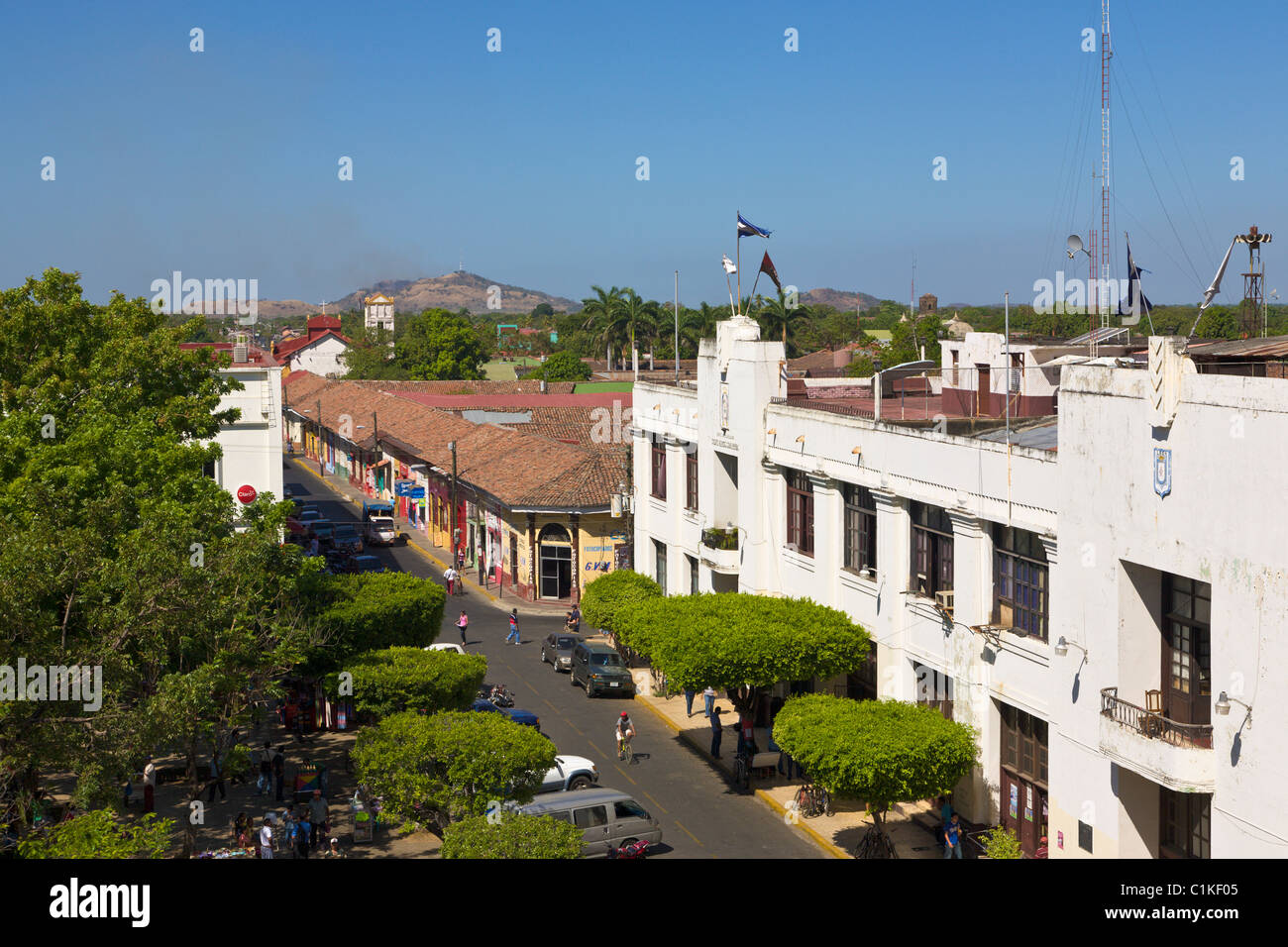 Ruben Dario Park and Road, Leon, Nicaragua Stock Photo