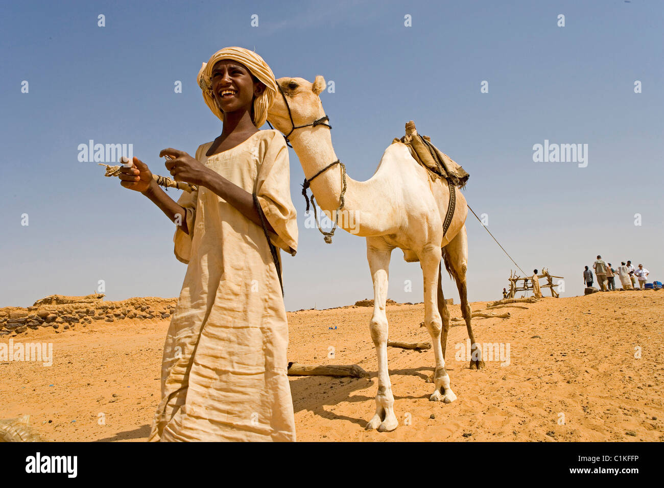Sudan High Nubia Ash-Shamaliya & Nahr-an-Nil provinces Bedouins at a dwell on the trail from Karima to Adbara through the Stock Photo