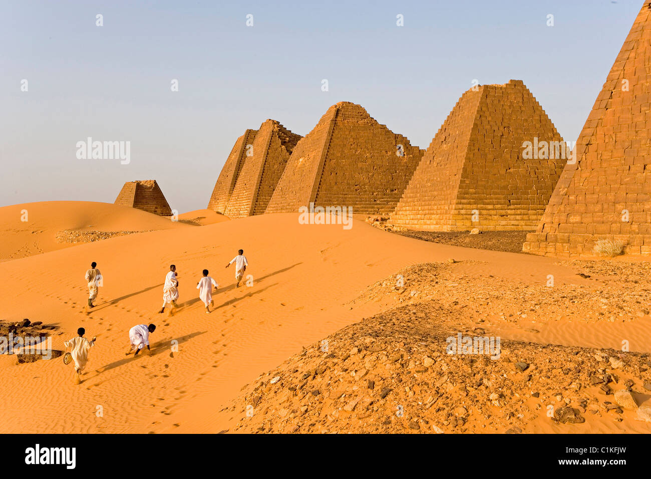 Sudan, High Nubia, Nahr-an-Nil Province, Meroe necropolis has more than 200 pyramids Stock Photo