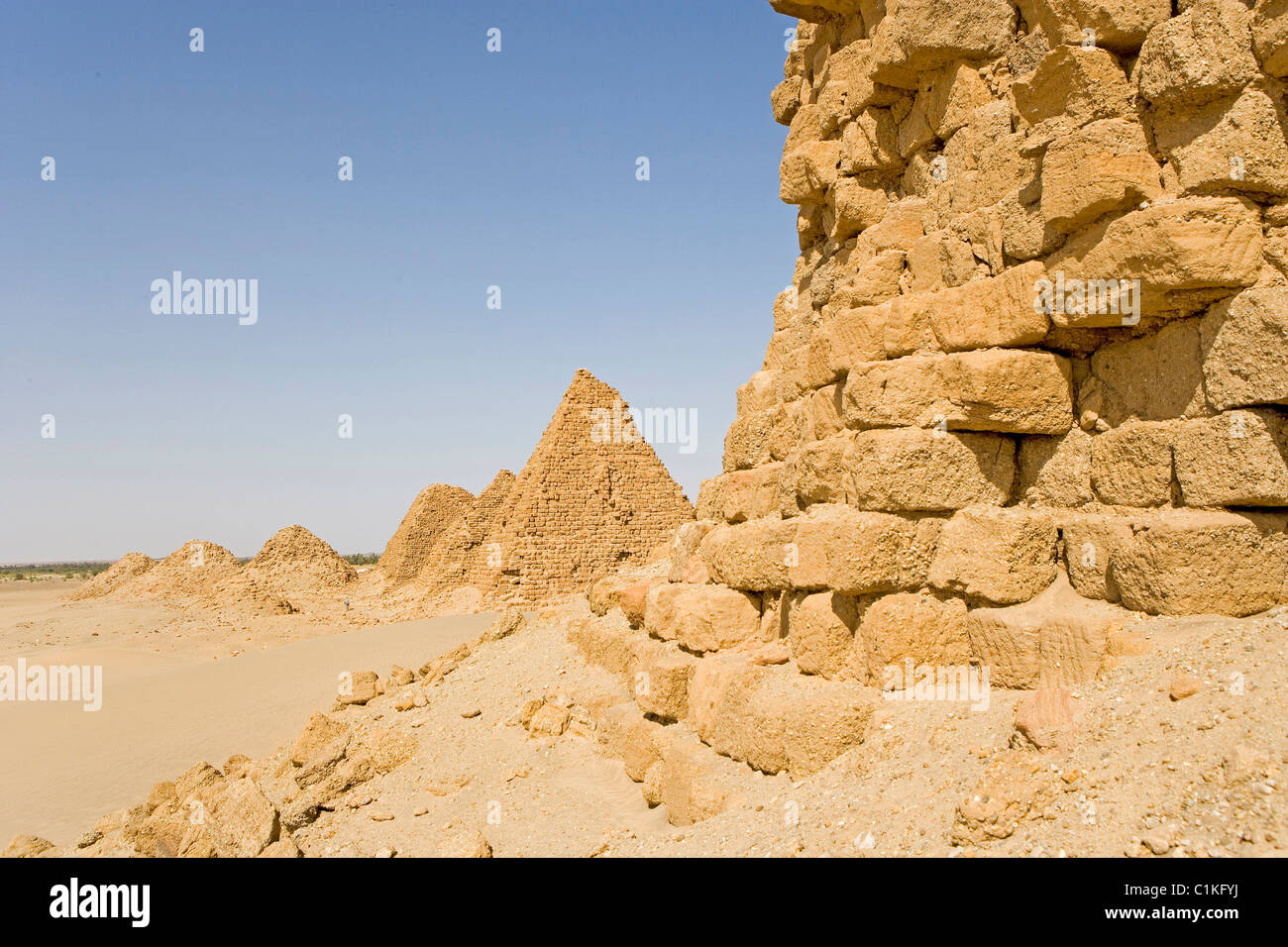 Sudan High Nubia province of Ash Shamaliya desert of Baiyuda (east Sahara) Nuri archaeological site pyramids used as tombs for Stock Photo