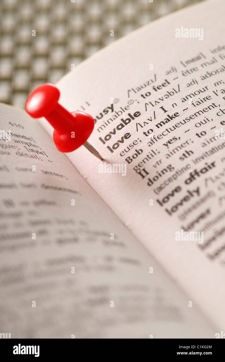 Thumb Tack and Dictionary Stock Photo