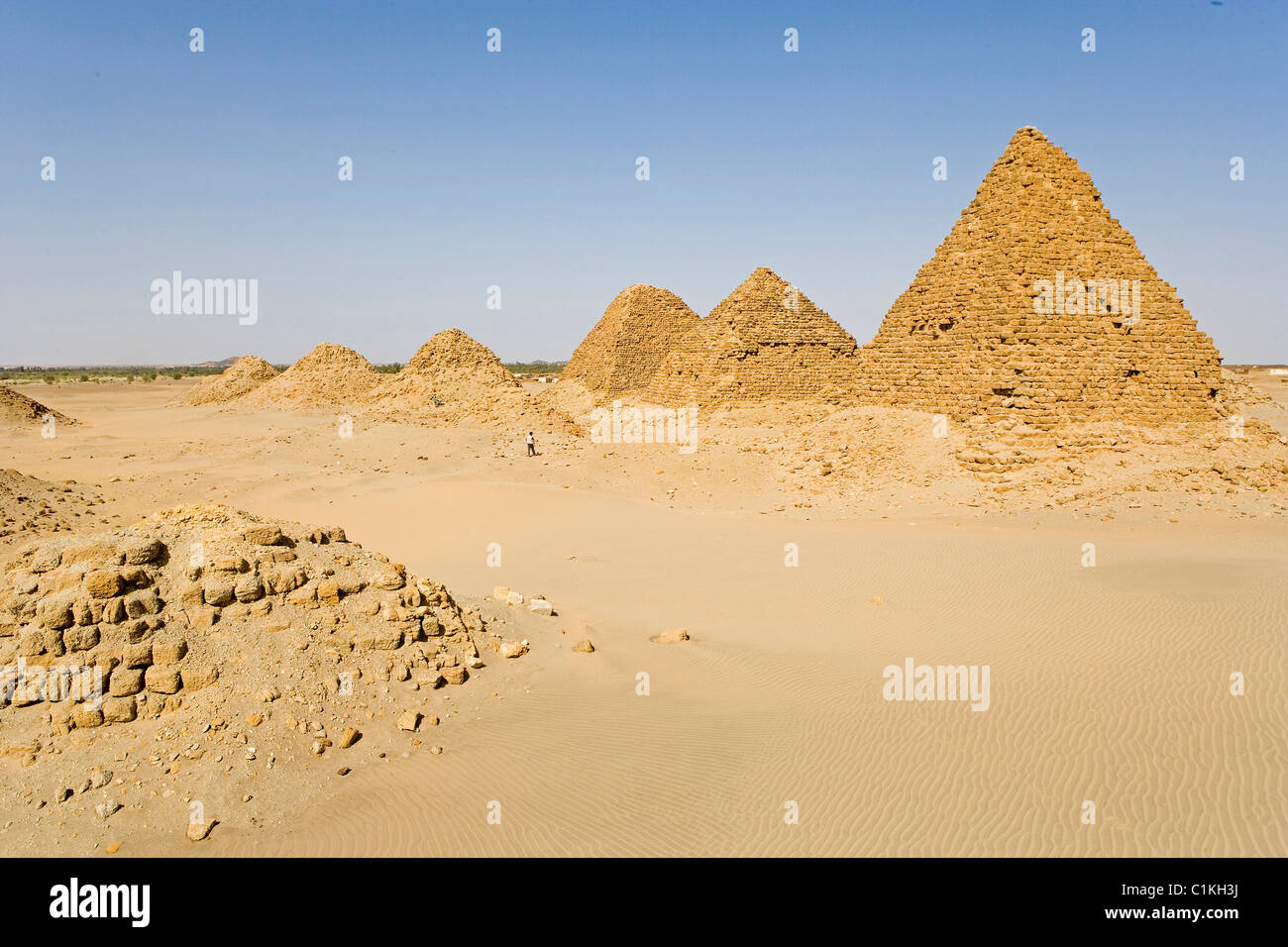 Sudan High Nubia province of Ash Shamaliya desert of Baiyuda (east Sahara) Nuri archaeological site pyramids used as tombs for Stock Photo