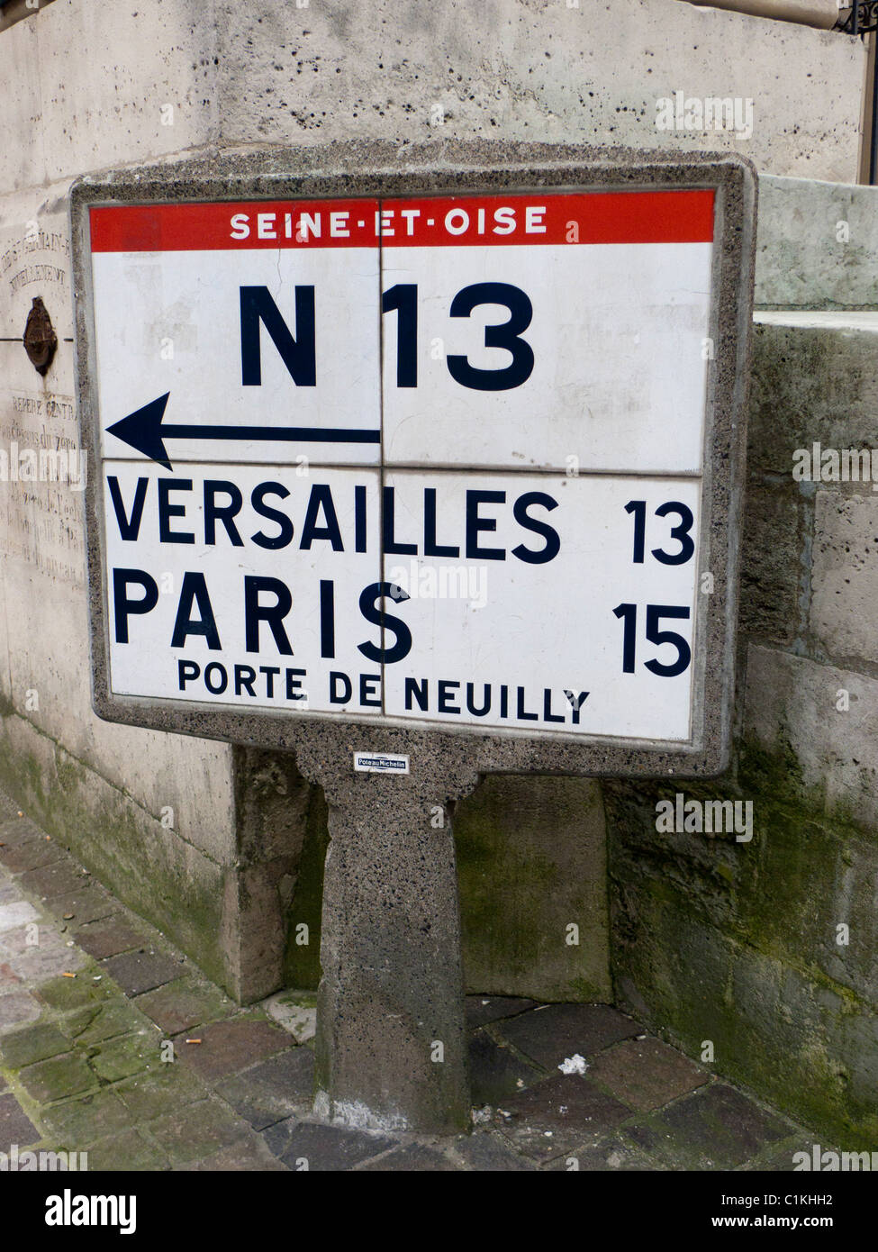 Old road sign at Saint-Germain-en-Laye France Stock Photo