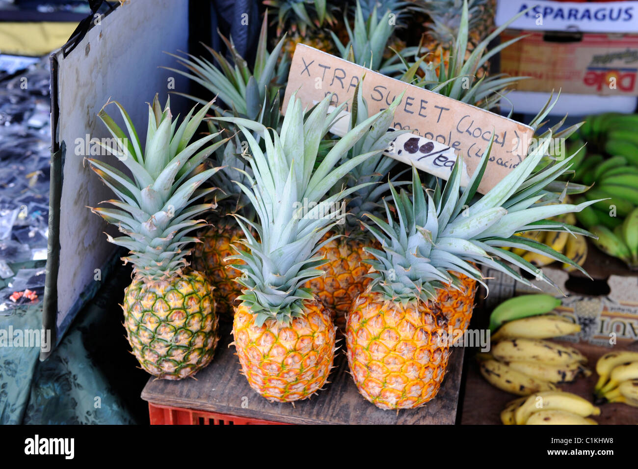 Pineapples Shopping Area Kona Kailua Hawaii Pacific Ocean Stock Photo