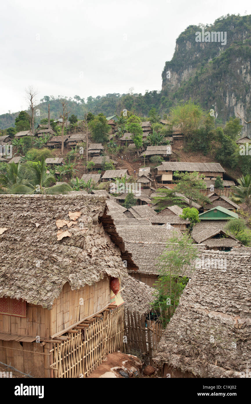 Housing in the Mae La refugee camp, Tak province, Thailand, Asia Up to 50,000  Karen refugees from Burma live in the camp. Stock Photo